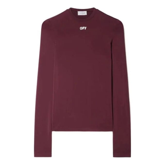 Off-White Off Logo-Print Fitted Top “Burgundy”