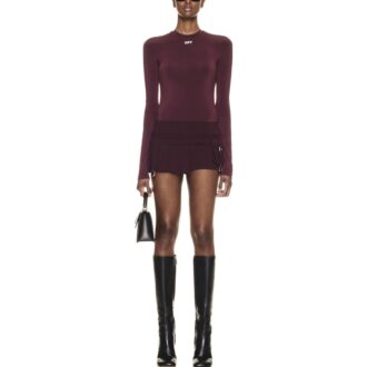 Off-White Off Logo-Print Fitted Top “Burgundy”