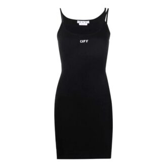 Off-White Off-Stamp Ribbed Dress “Black”