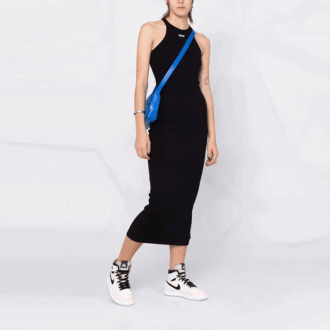Off-White Off-Stamp Ribbed Dress “Black”