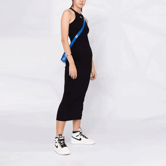 Off-White Off-Stamp Ribbed Dress “Black”