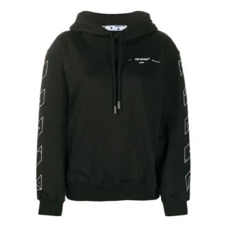 Off-White Pattern Printing Hoodie Loose Fit Black