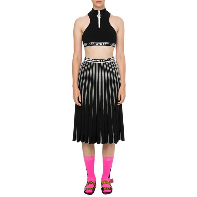 Off-White Pleated Knit Skirt “Black”