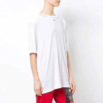 Off-White Printed Back Slit Crewneck Oversized T-shirt White