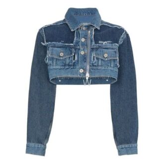 Off-White Short Zipper Jean Jacket Blue