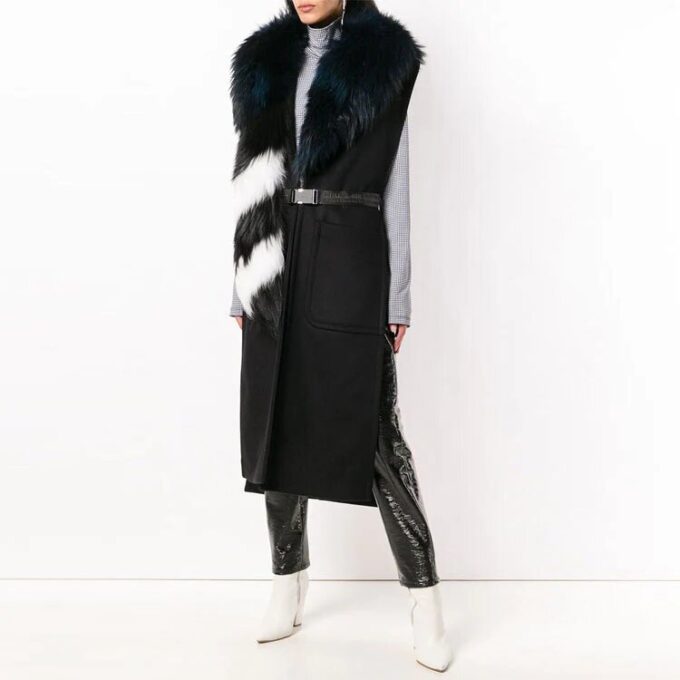 Off-White Sleeveless Large Slim Fit Version Black