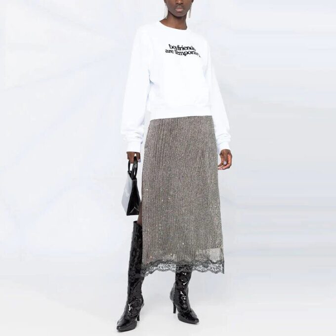 Off-White Slogan Printing Long Sleeves Hoodie Ordinary Version White