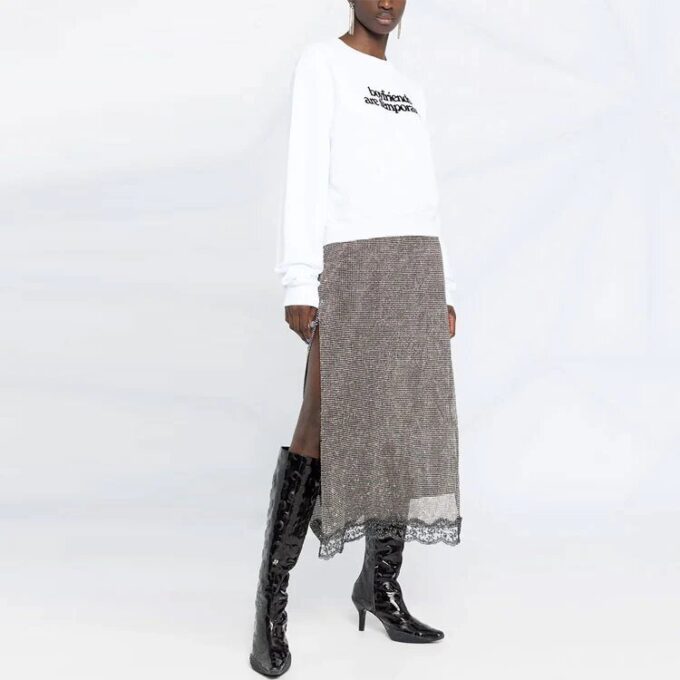 Off-White Slogan Printing Long Sleeves Hoodie Ordinary Version White