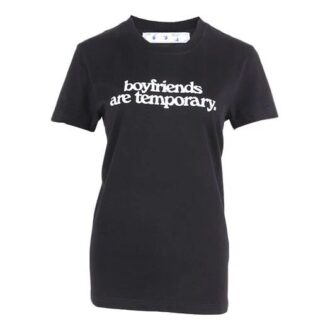 Off-White Slogan Printing Short Sleeve Slim Fit Black T-Shirt
