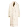 Off-White Solid Color Coat Loose Fit Creamy White