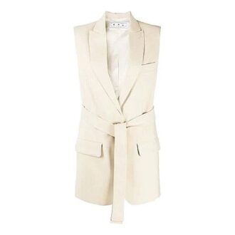 Off-White SS20 Sleeveless Single-breasted Blazer Jacket Buff White