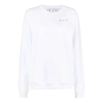 Off-White SS21 Arrow Logo Flowers Printing Round Neck White Hoodie