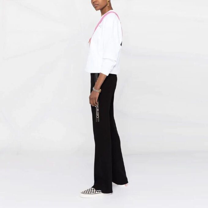 Off-White SS21 Arrow Logo Flowers Printing Round Neck White Hoodie