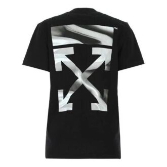 Off-White SS21 Arrows Pattern Logo Printing Short Sleeve Black T-Shirt