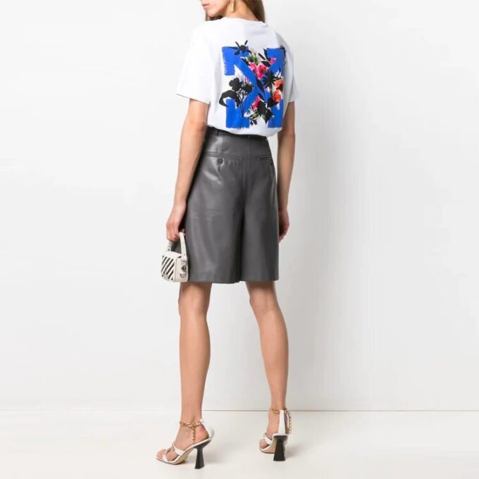 Off-White SS21 Floral Printing Short Sleeve Slim Fit Version White