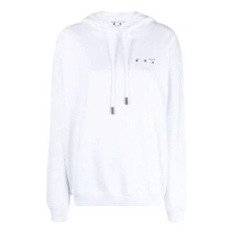 Off-White SS21 Flower Arrows Logo Embroidered Hoodie Loose Fit White