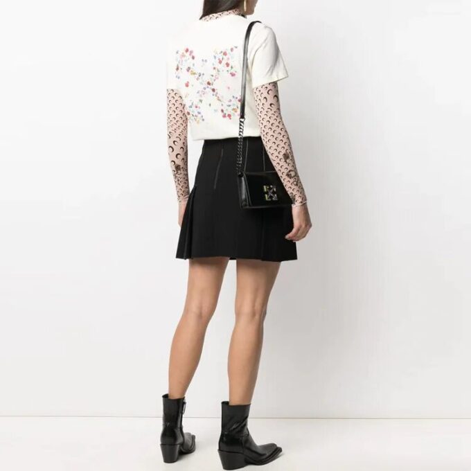 Off-White SS21 Flowers Embroidered Arrow Short Sleeve Creamy White