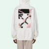 Off-White SS21 Logo Embroidered Arrow Hoodie Loose Fit White