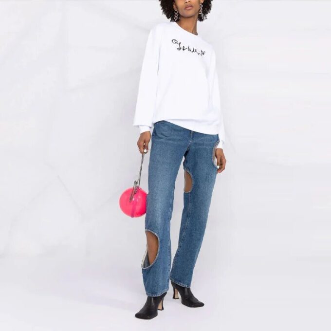 Off-White SS21 Logo Printing Swea White