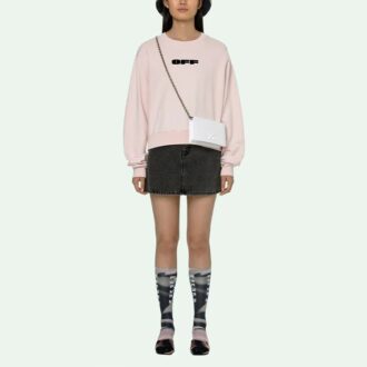 Off-White SS21 Logo Round Neck Hoodless Hoodie Pink