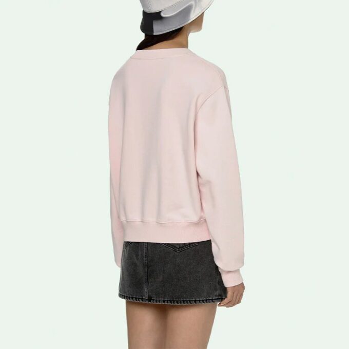 Off-White SS21 Logo Round Neck Hoodless Hoodie Pink