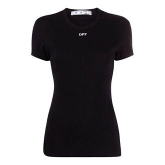 Off-White SS21 logo Round Neck Short Sleeve Slim Fit Black T-Shirt