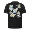Off-White SS21 Plant Flower Plaid Round Neck Short Sleeve Slim Fit Black T-Shirt