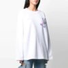 Off-White SS21 Printing Logo Pattern Round Neck Pullover Loose Fit White Hoodie