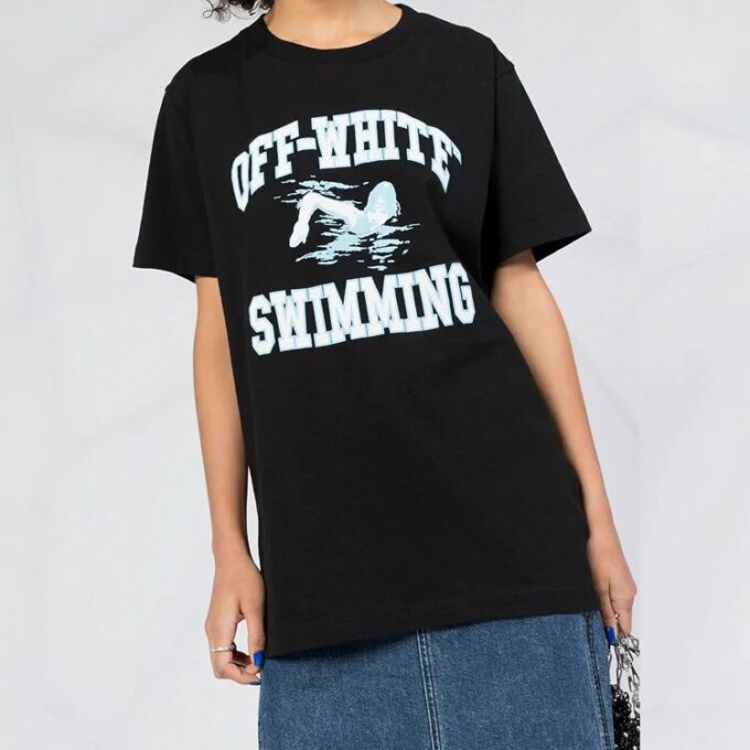 Off-White swimming print Short Sleeve Black