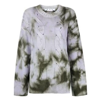 Off-White Tie-Dye Print Cable Knit Sweater “Grey Green”