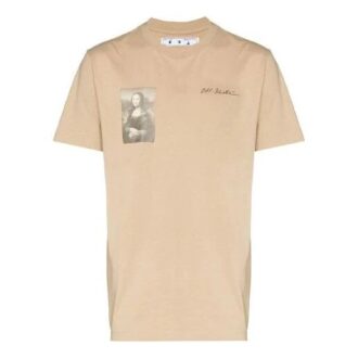 Off-White x Browns 50 Crossover Logo Printing Loose Round Neck Short Sleeve Ordinary Version Beige Off-White x Browns 50 Crossover Logo Printing Loose Round Neck Short Sleeve Ordinary Version Beige