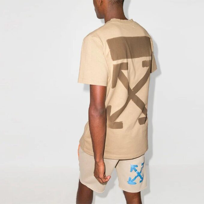 Off-White x Browns 50 Crossover Logo Printing Loose Round Neck Short Sleeve Ordinary Version Beige