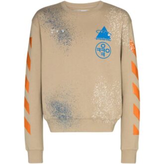 Off-White x Browns 50 Mens Paint-Splatter Round Neck Sweatshirt Off-White x Browns 50 Mens Paint-Splatter Round Neck Sweatshirt