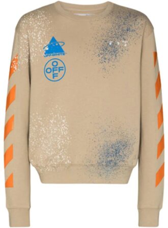 Off-White x Browns 50 Mens Paint-Splatter Round Neck Sweatshirt Off-White x Browns 50 Mens Paint-Splatter Round Neck Sweatshirt