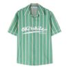 Off-White x c/o Eden Rock St. Barth Crossover FW22 Logo Printing Stripe Short Sleeve Green Shirt