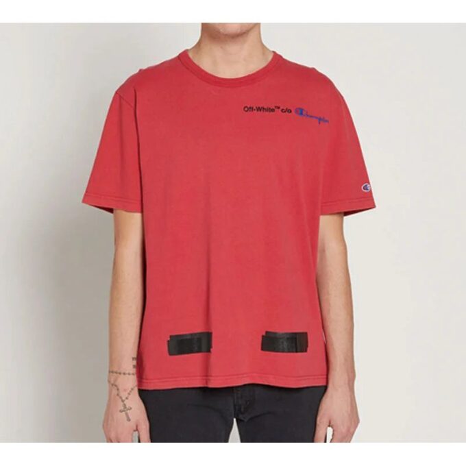 Off-White x Champion MENS Virgil Abloh Champion Tee Red