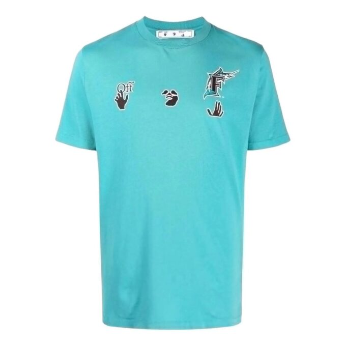 Off-White x MLB Miami Marlins Short-Sleeve Tee “Lake Blue”