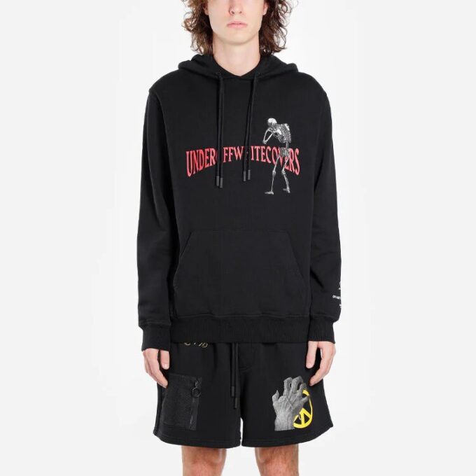 Off-White x UNDERCOVER Crossover Skeleton Printing hooded Long Sleeves Black