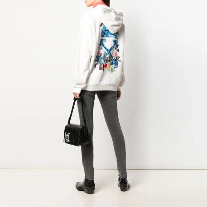 Off-White Zipper hooded Long Sleeves Hoodie Ordinary Version Creamy White