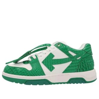 Out Of Office Crocodile Print Low-Top Sneakers “Green White”