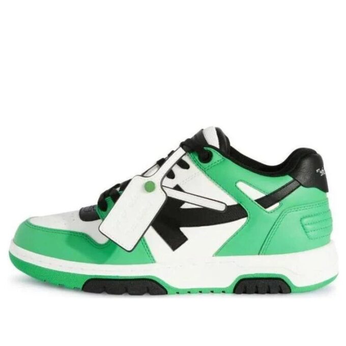 Out Of Office Leather Sneakers “Neon Green Black White”