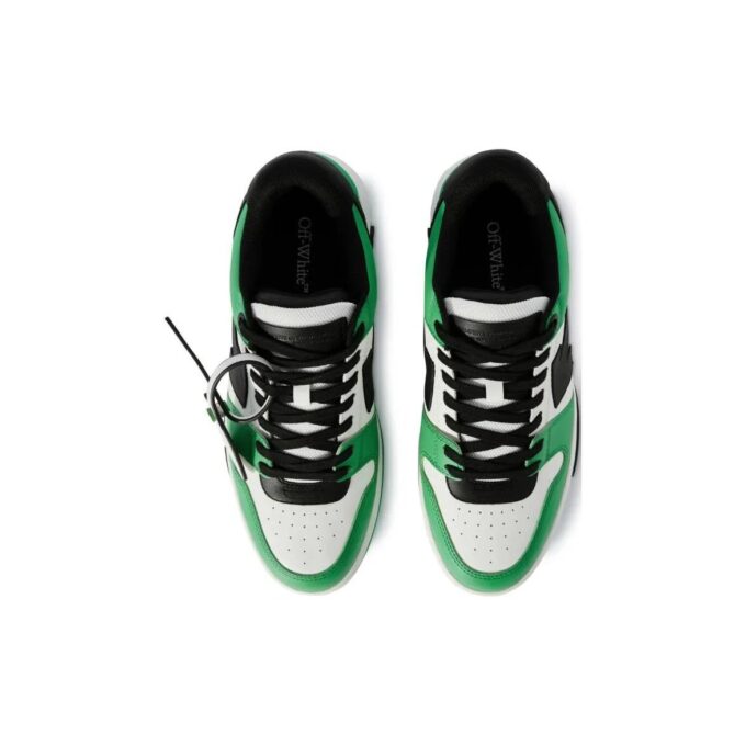Out Of Office Leather Sneakers “Neon Green Black White”
