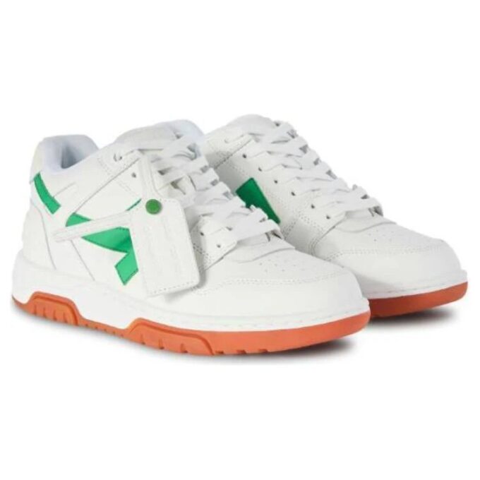 Out Of Office Leather Sneakers “White Bright Green Rrick Red”
