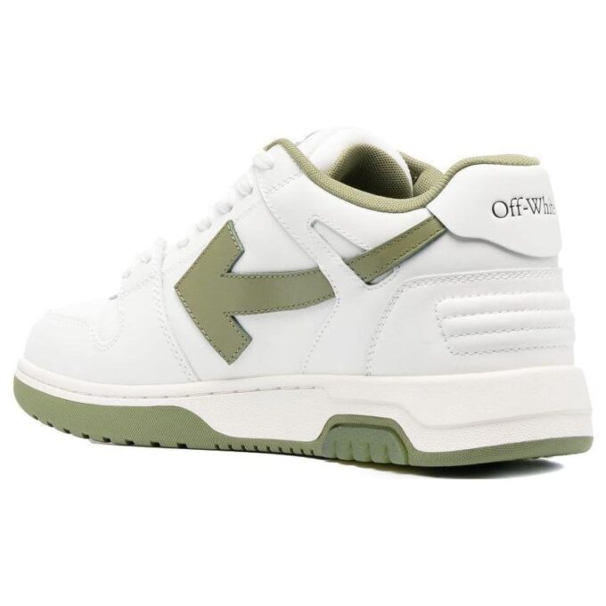 Out Of Office Leather Sneakers “White Olive Green”