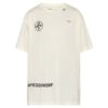 Oversized Diag Stencil T-Shirt “White Fuchsia Pink”