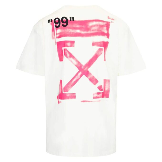 Oversized Diag Stencil T-Shirt “White Fuchsia Pink”
