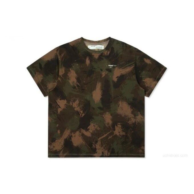 Paintbrush Short-Sleeve Camouflage Oversize Round Neck
