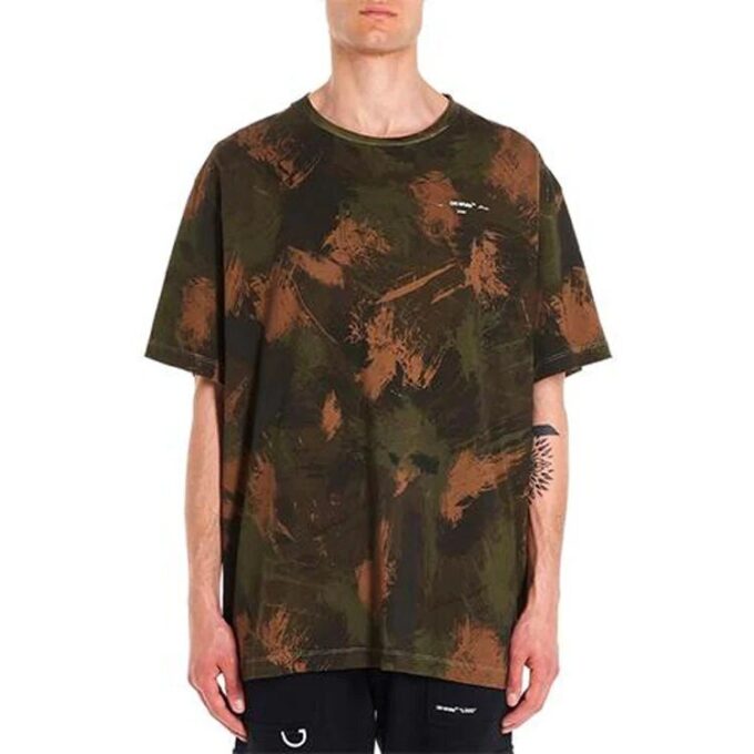 Paintbrush Short-Sleeve Camouflage Oversize Round Neck