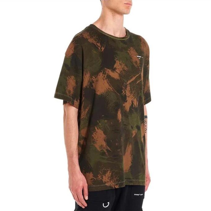 Paintbrush Short-Sleeve Camouflage Oversize Round Neck