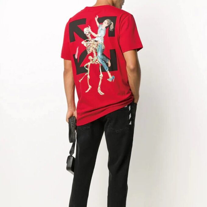 Pascal Logo Skeleton Large Printing Short Sleeve Red